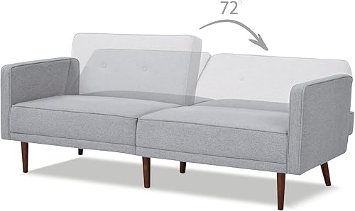 Miniatura 8 de Artdeco Home - Sofá cama convertible con 3 niveles de ajuste, 76 pulgadas de ancho, estilo de mediados de siglo, suave, 100% poliéster, sofá cama