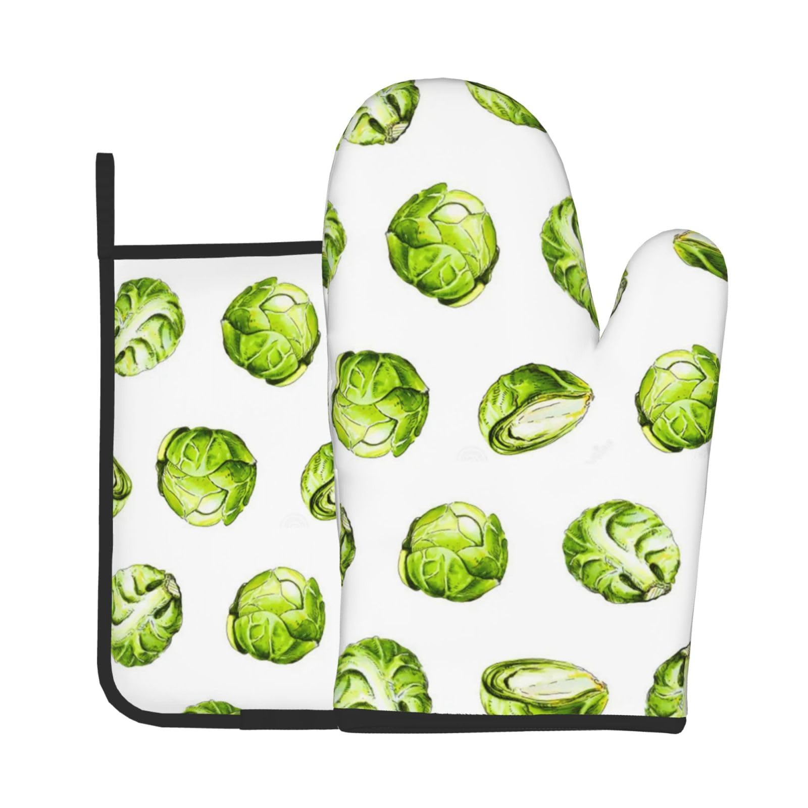 Brussel Sprouts，Oven Mitts and Pot Holders Sets, Kitchen Heat Resistant Oven Golves