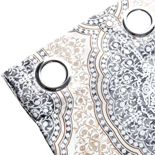 Driftaway Adrianne Thermal And Room Darkening Grommet Unlined Window Curtains Set Of 2 Panels Each 52 Inch By 96 Inch Beige And Gray #TOP2