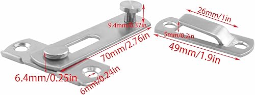 Miniatura 4 de Pestillo de puerta plegable doble de acero inoxidable, pestillo francés con tornillos, tipo plano giratorio de 180, para puertas de granero, 4 uds