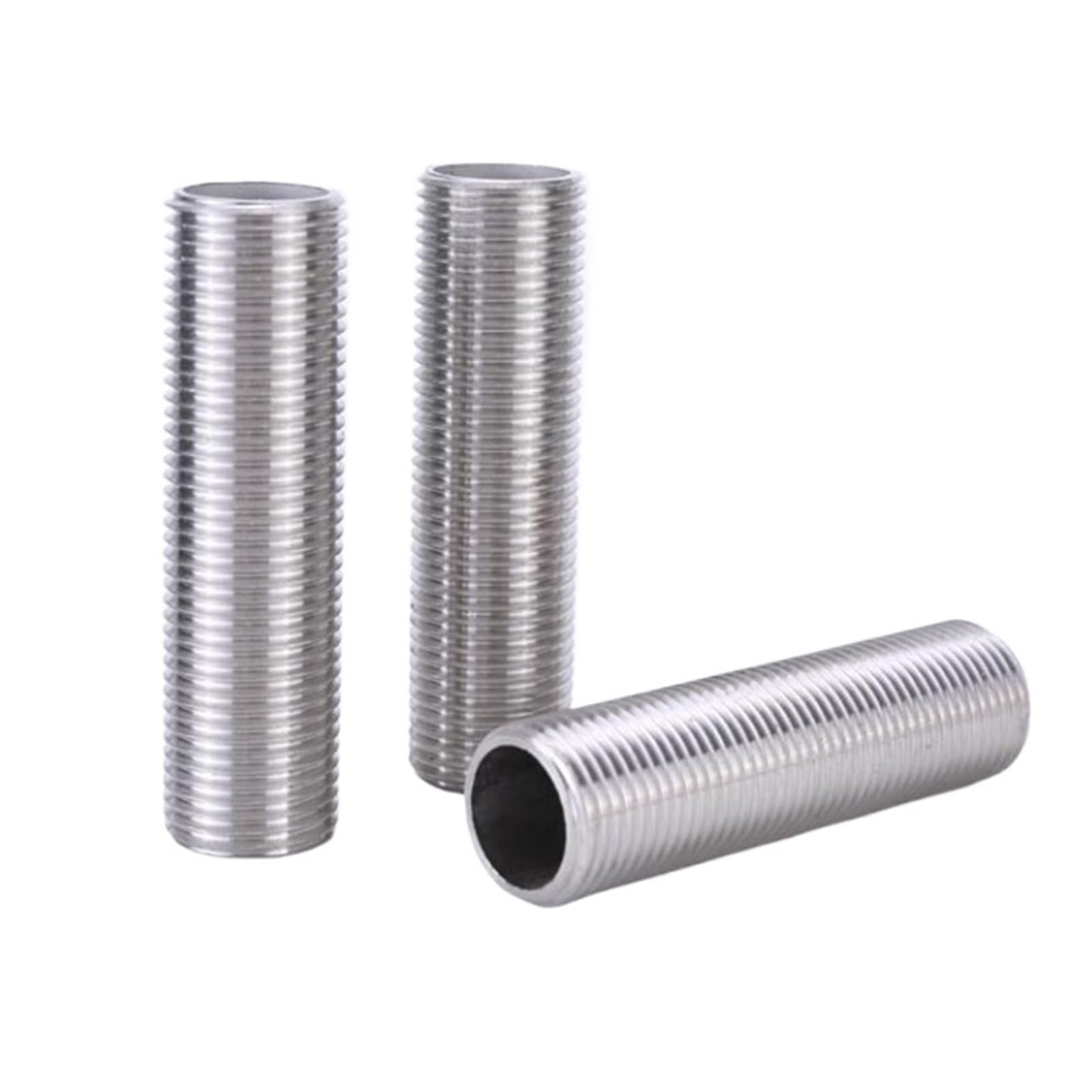 1/8" 1/4" 3/8 1/2" 3/4" 1" BSPP Male Thread 304 Stainless Steel Full Thread Nipple Pipe Fitting Connector Coupler (Length 120mm,1") Barb Fittings