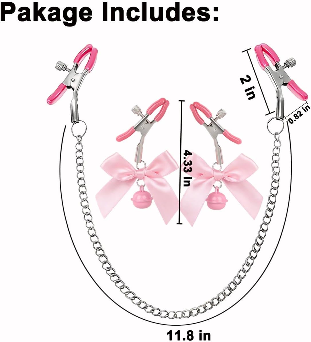 3 PCS BDSM Nipple Toys Adjustable Nipple Clamps Bondage Adult Toys Couples Sex Toys Nipple Clips&Clitoris Clamp BDSM Adult Sex Toys & Games for Couples Gifts (Light Red)