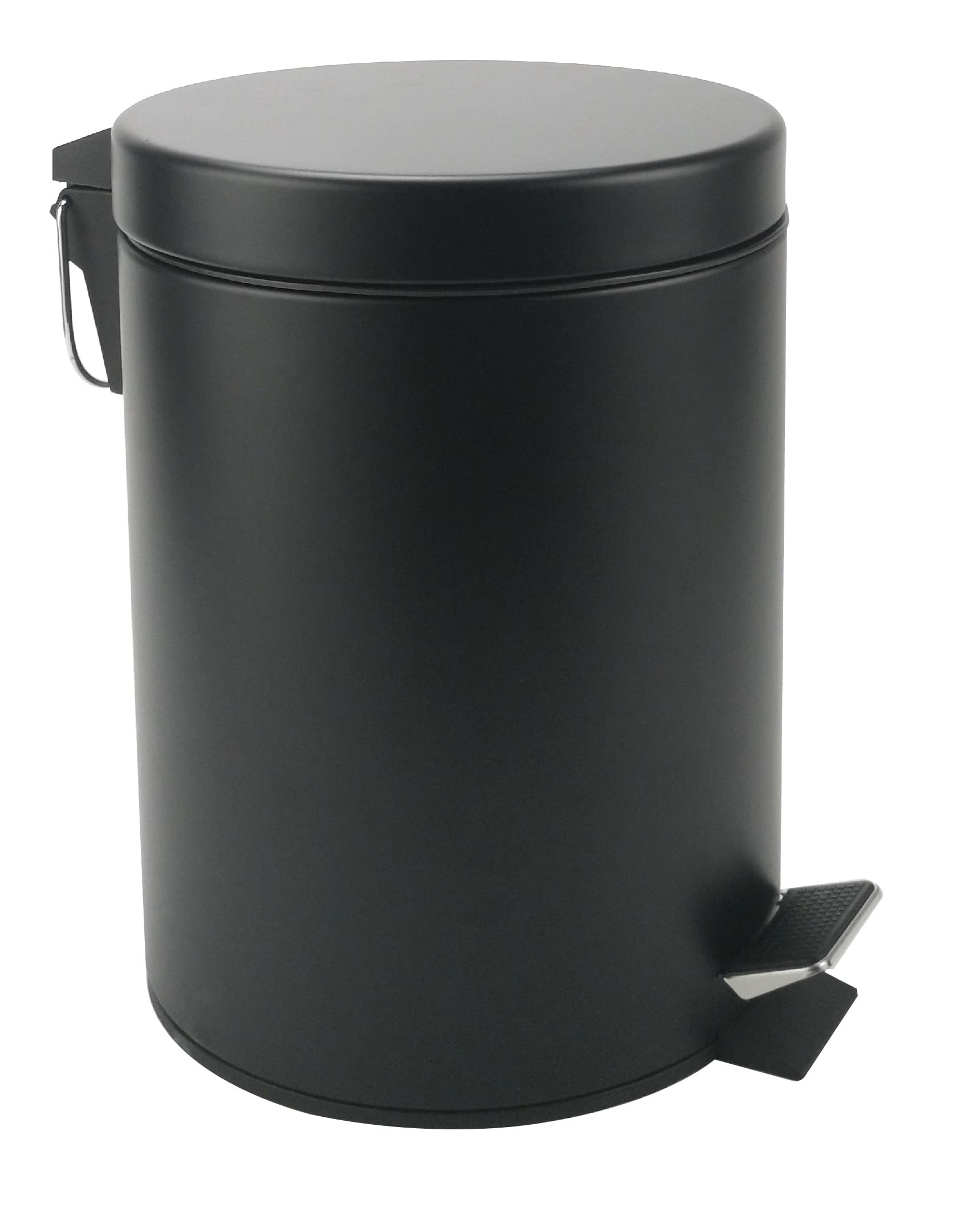 Kleiner Edelstahl-Mülleimer mit Deckel und Trittpedal, 5 Liter, sanft schließender Abfallkorb mit herausnehmbarem Inneneimer, Mülleimer für Badezimmer, Schlafzimmer, Küche und Büro (schwarz)