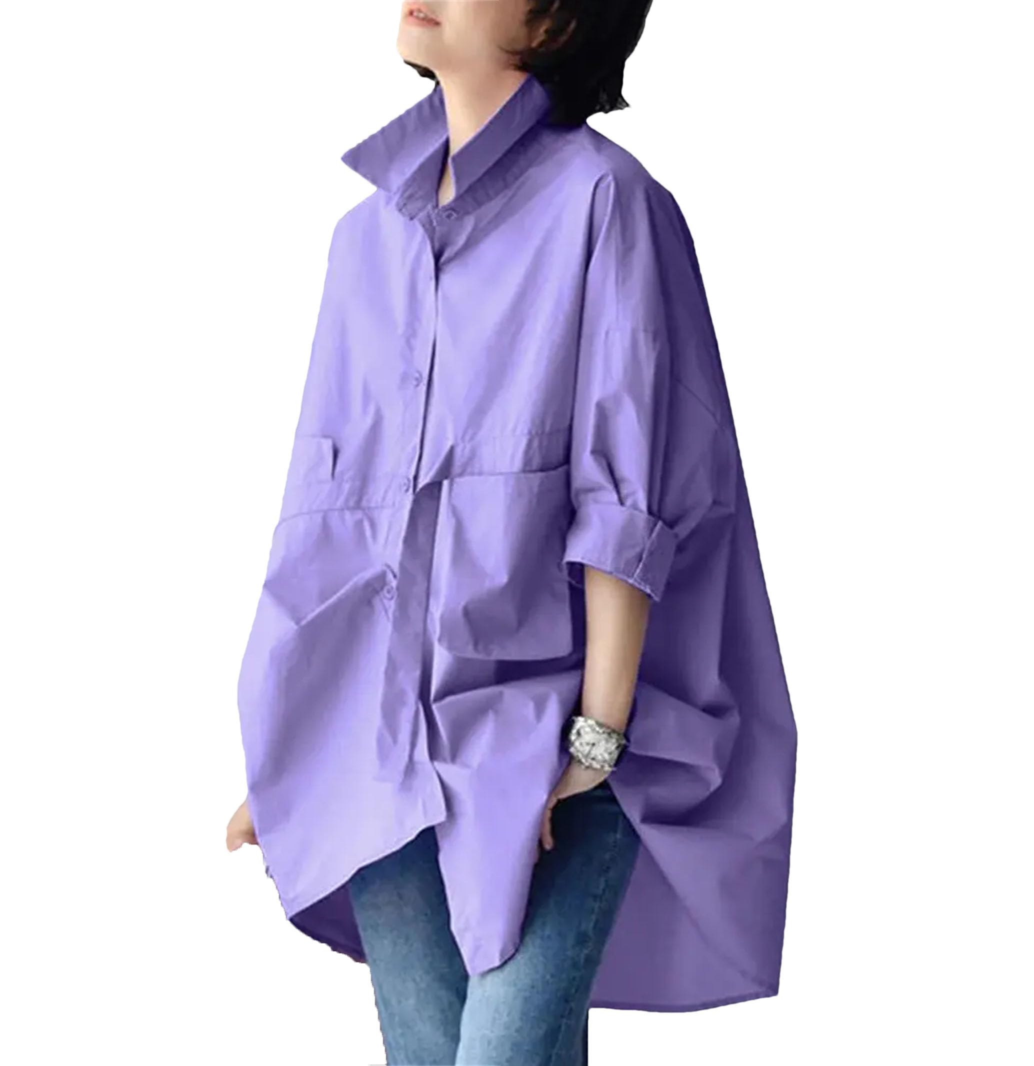 Camicette oversize da donna per donne eleganti casual sciolto collo bavero camicia a maniche lunghe per feste di lavoro