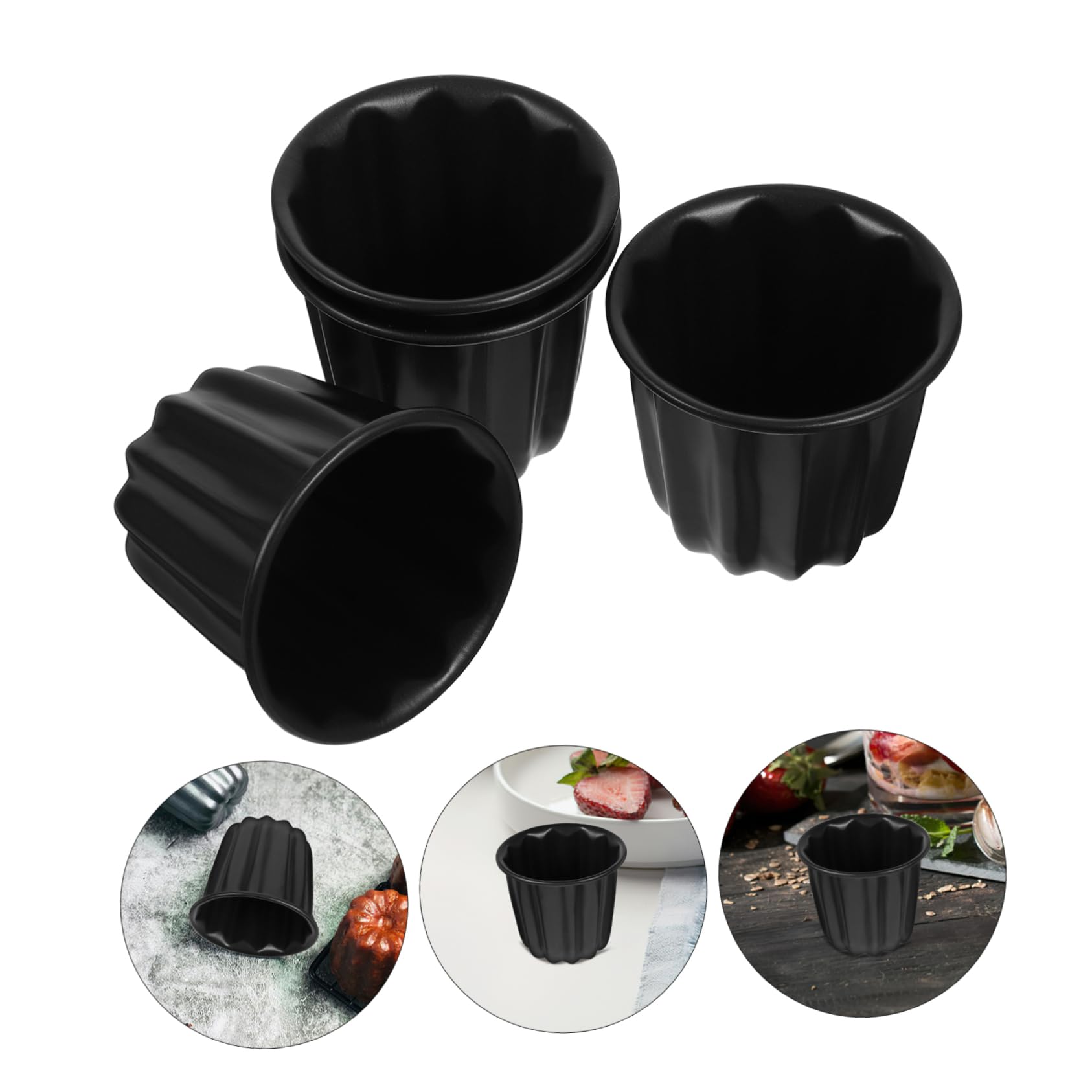Cabilock 4 Piezas Molde para Hornear De Encaje Moldes Tazas para Hornear Pasteles Taza para Hornear Muffins Tazas De Metal para Hornear Cacerola Canele Galleta Acero Carbono Pastelería