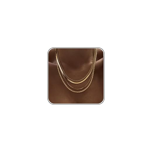 Tewiky Layered Necklaces for Women Non Tarnish- Chunky 14k Gold Plated Herringbone/Snake/Rope/Box/Cuban Link Chain for Women Waterproof Layering Stack Choker Necklace Trendy Dainty Tarnish Free Jewelry Set