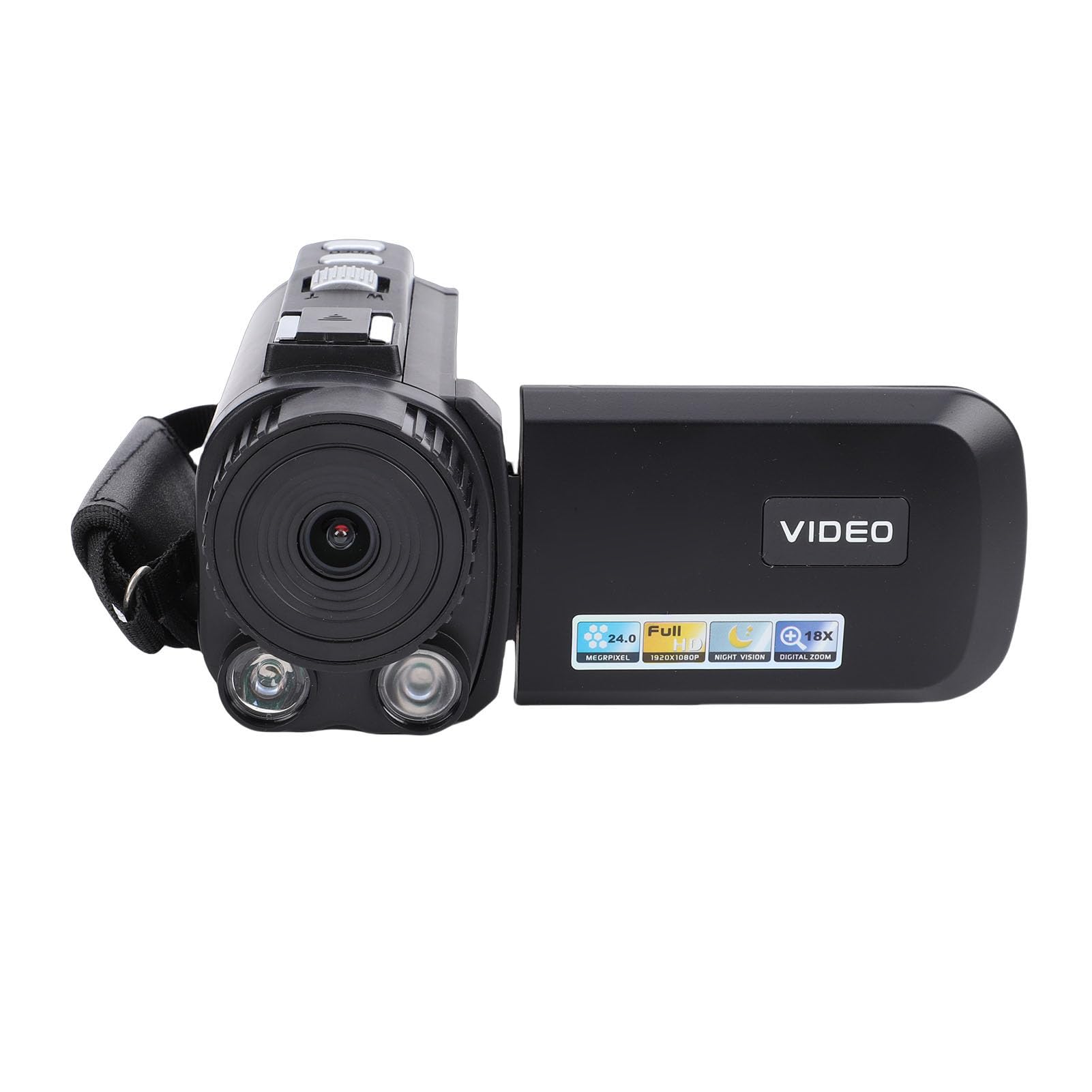 Camcorder with Video Camera, 1080P HD 24MP 3 Inch Screen 270 Degree Rotation Digital Video Recorder with 18X Zoom with External Microphone, for Travel and (Black)-image-33