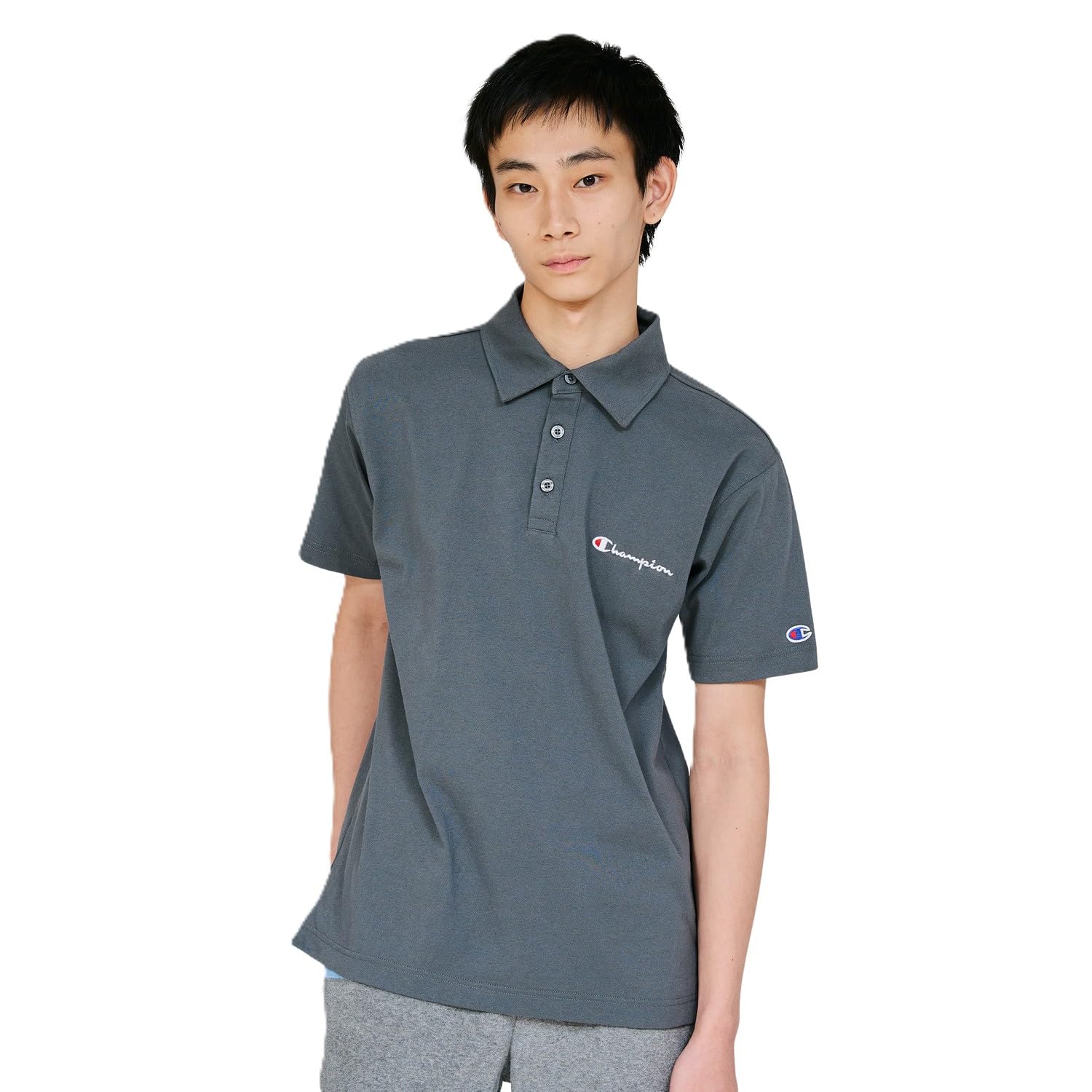 Champion(チャンピオン) スクリプトロゴ刺繍 ベーシック ポロシャツ 半袖 綿100% スクリプトロゴ 刺繍 POLO SHIRTC3-X361Zメンズ