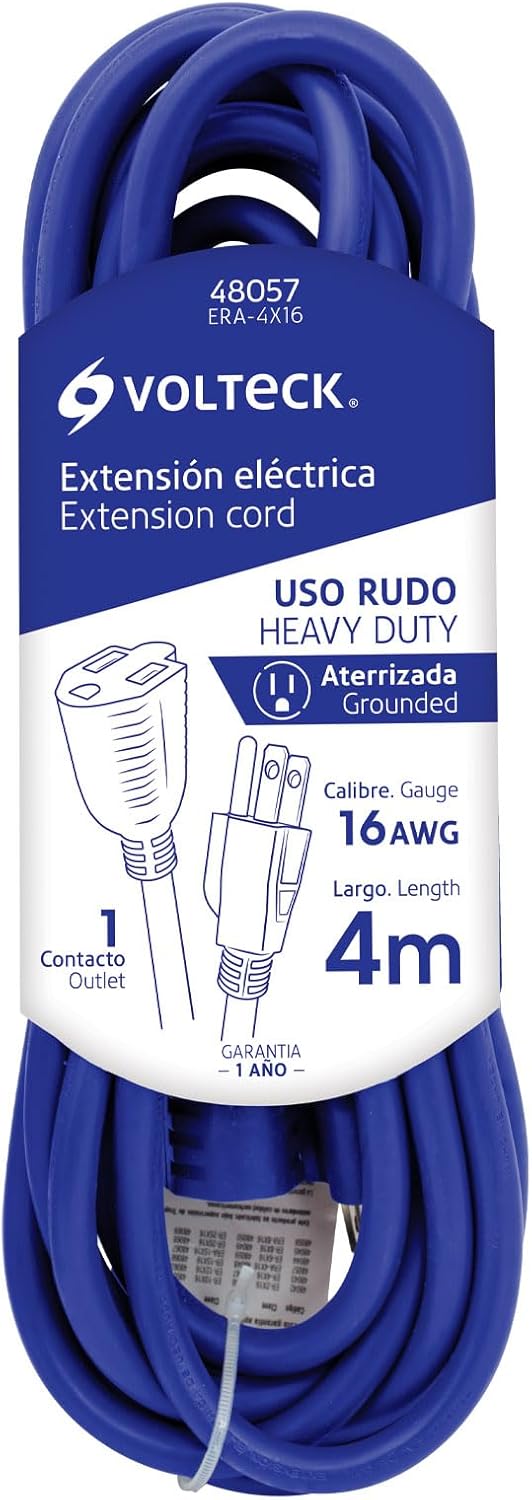 Extension Rough, Grounded, 4 m 16 Gauge use Volteck