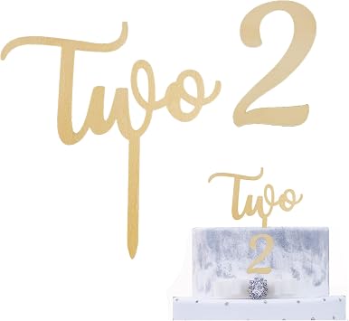 Two Wood Cake Topper 2nd Birthday Cake Decoration Two Year Old Wooden Cake Topper Rural 2nd Anniversary Party Photo Booth Props