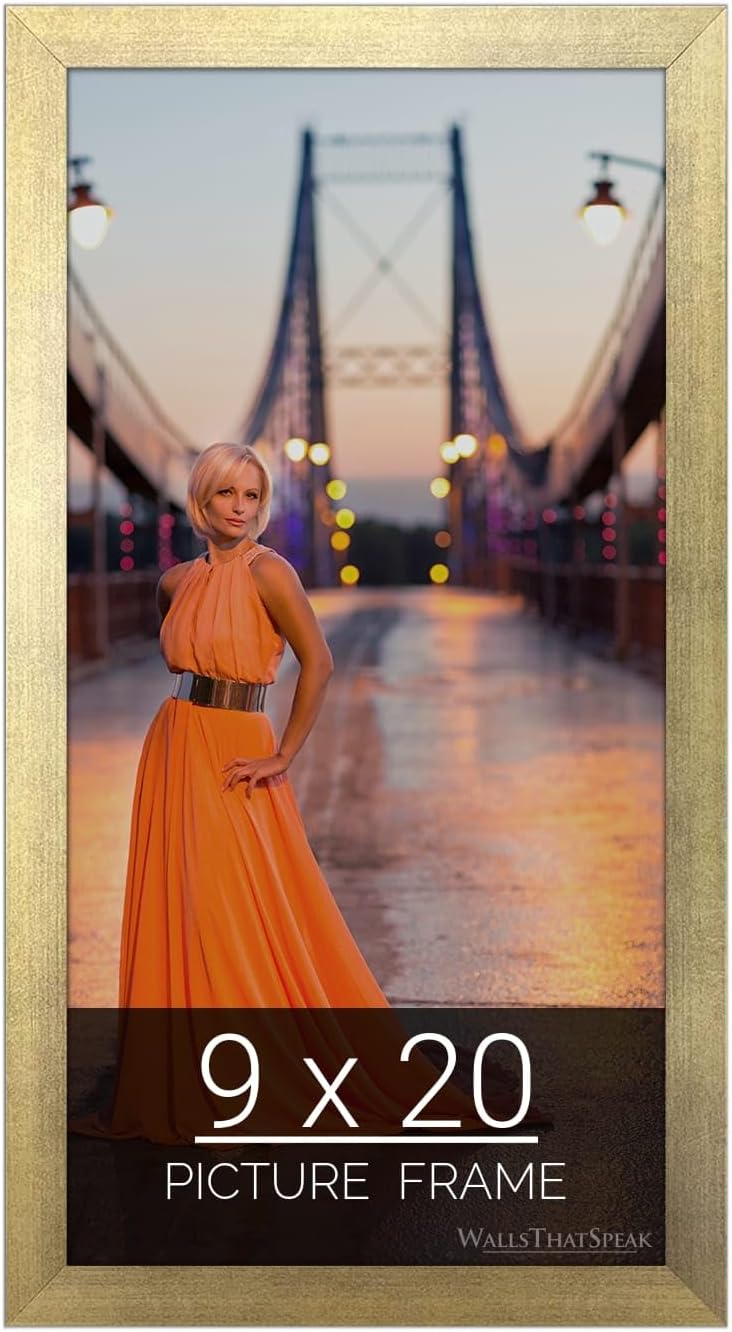 wallsthatspeak 9x20 Gold Picture Frame for Puzzles Posters Photos or Artwork