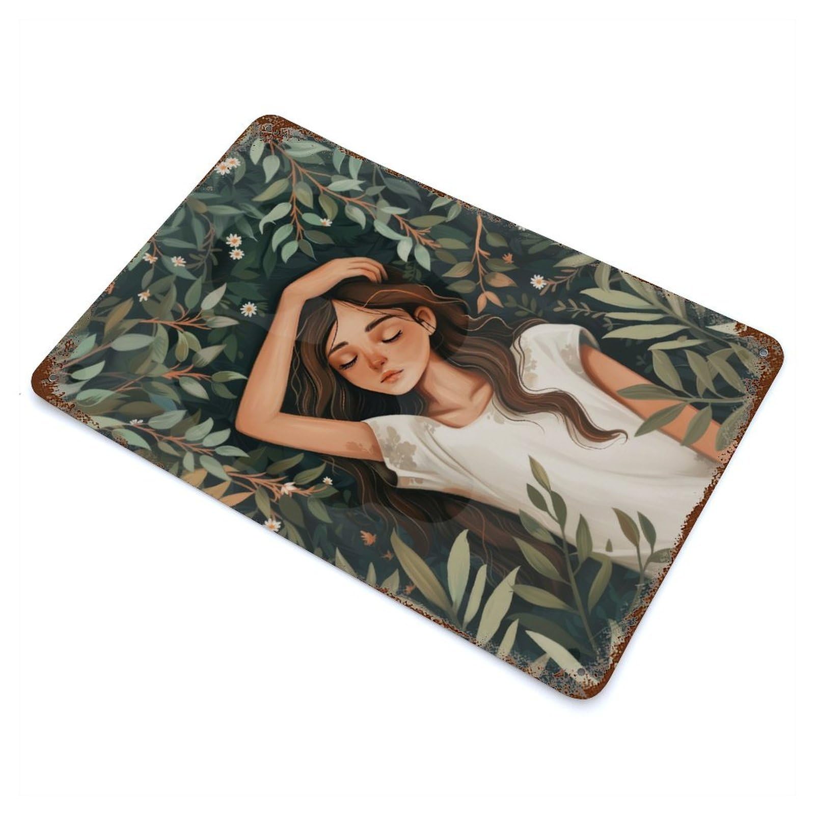 Dreamy Meadow 11.8"x7.9" Weathered Tin Sign, Decorative Metal Wall Art for Cafe, Home Bar And Lounge Decor