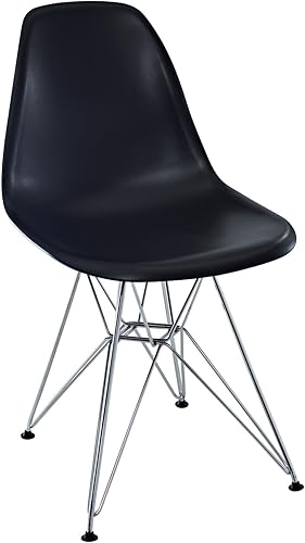 Miniatura 1 de Modway Paris Mid-Century - Base de metal de acero de plástico moldeado moderno en negro, una silla de comedor