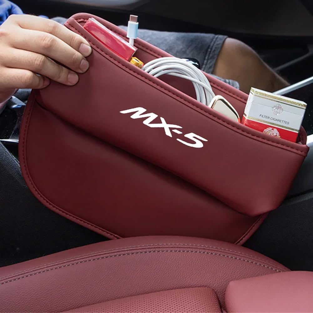 Auto Avant Seat Siège Gap Boîte de Rangement,pour Mazda MX-5 Miata NA NB NC ND 1990-2019 2020 2021 2022 2023 Latérale de Console Cuir Organisateur,Avant Siège Boîte de Rangement,B