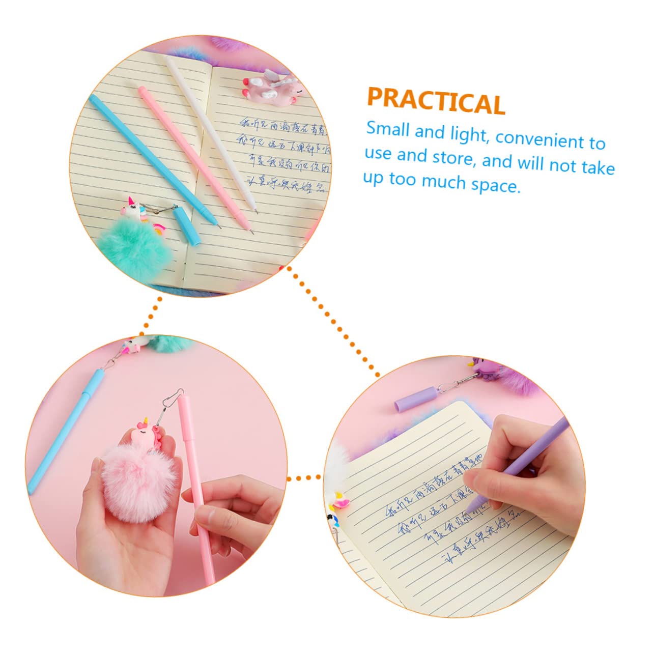 Ciieeo 16pièces Stylos à Encre Kawaii Lot De Stylos à Dessin Avec Pompons Colorés Outils Écriture Pour Étudiants Filles Et Garçons Fournitures Scolaires Amusantes Pour École Et
