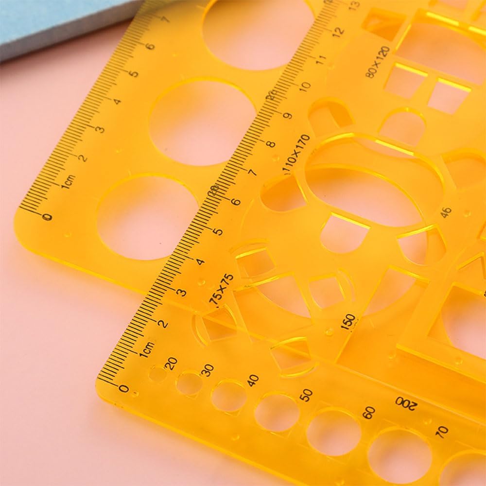 Modello Cerchio Forma Ellisse Righelli Geometrici in Plastica Stencil Cerchiometro Disegno Tecnico 2 pezzi