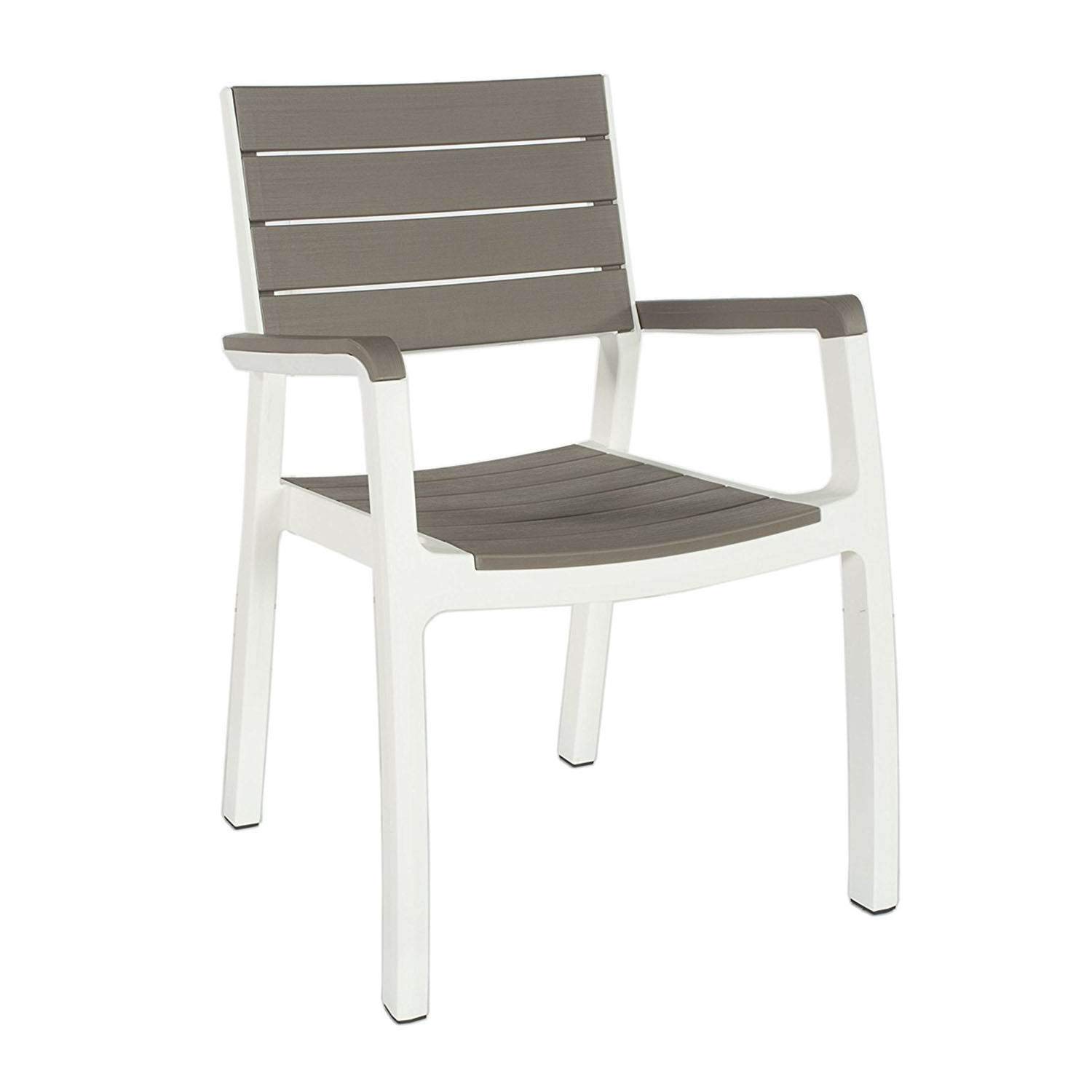 Keter Harmony - Set di 2 sedie impilabili per interni ed esterni, per sala da pranzo e intrattenimento, 2 pezzi, colore cappuccino e bianco
