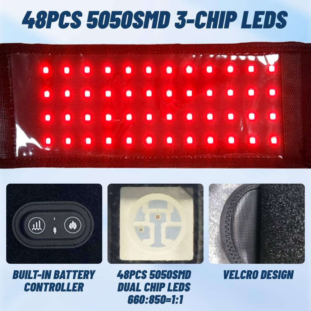 Rotlichtlampe Handmassagegerät, 10W 660nm & 850nm LED Rotlichtlampe mit 48LEDs, 3 in 1 Rotlichtlampe Red Light Therapie Gürtel Handgelenk, Handgelenk Wrap Pad