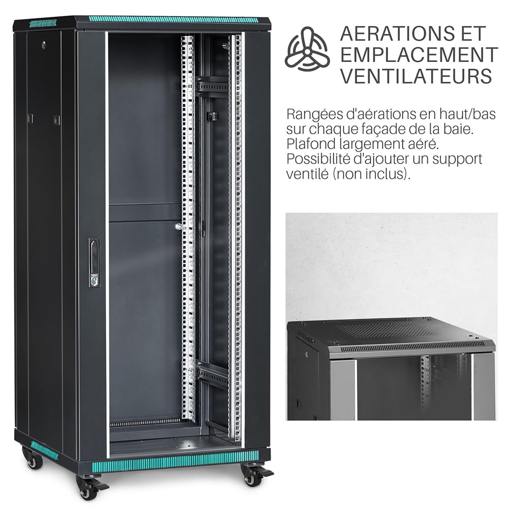 Waytex 37435M Armoire Baie de Brassage réseau 27U Noire 600x600 livrée montée