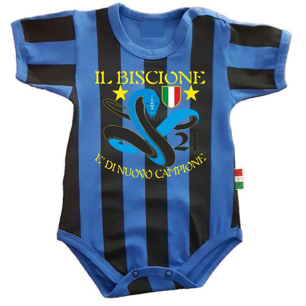PELUSCIAMO Body Nero Azzurro NeroAzzurri Campioni D'Italia 21 Scudetti 2 Stelle | Personalizzato Con Nome e Numero PS 32768-SCINT-01