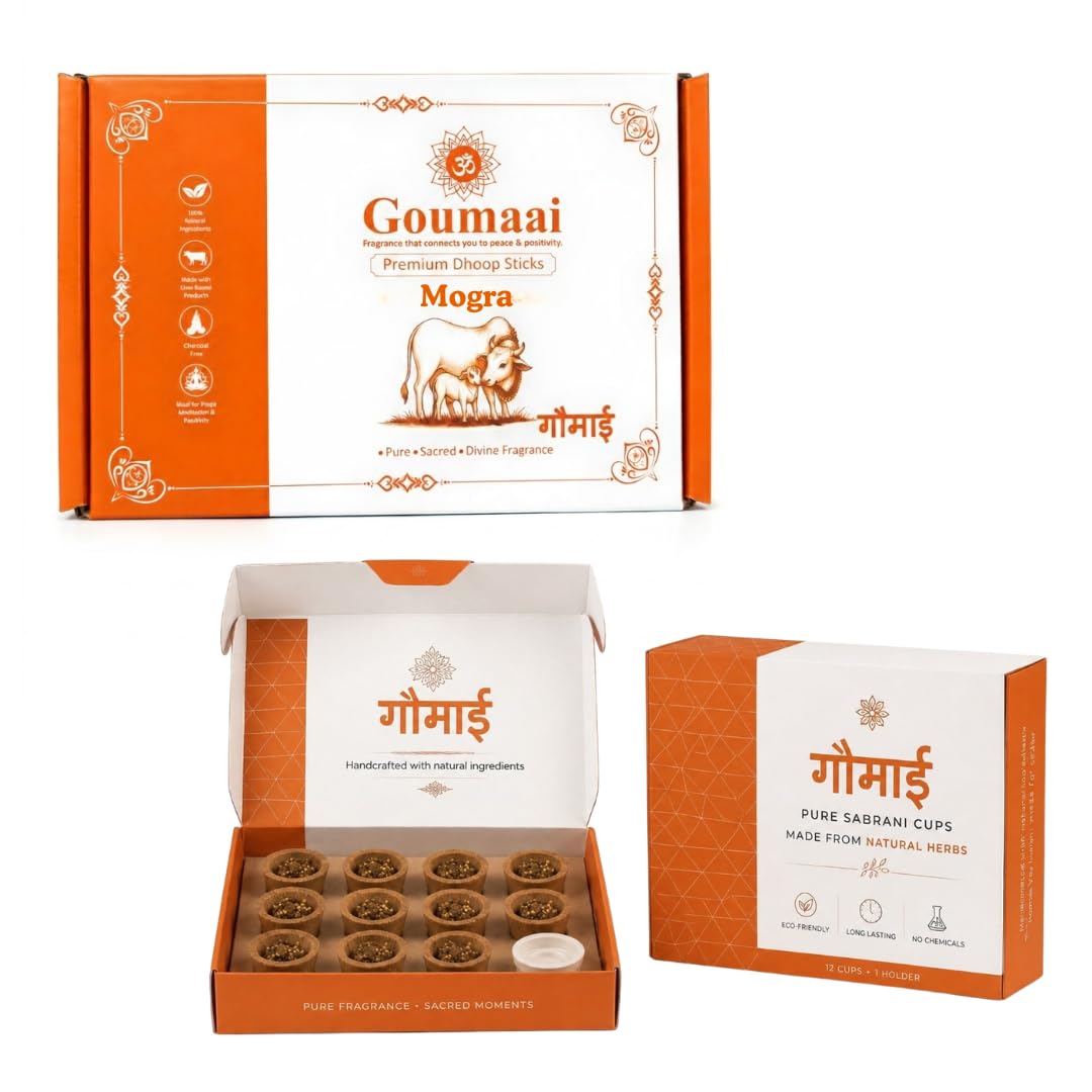 Mogra Dhoop Sticks & Sambrani Dhoop Cups Combo | Natural Cow Dung & Herbal Incense | Charcoal-Free & Bamboo-Free | Long Lasting Jasmine Fragrance for Pooja, Meditation & Home Purification-image-2
