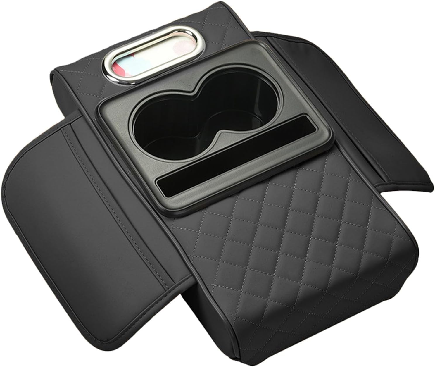 LMYLFHSG Center Console Box Organizer for Lincoln Nautilus Aviator Corsair Navigator L,Center Armrest Box Cover Large PU Leather Car Armrest Pad,Black