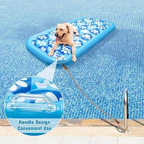 Expawlorer Inflatable Dog Pool Float - Large Ride On Pool Raft Toy For Pet, Summer Swiming Pool Or Lake Water Games For Small To Large Dogs, Floating Raft With Cute Paw Design #TOP5