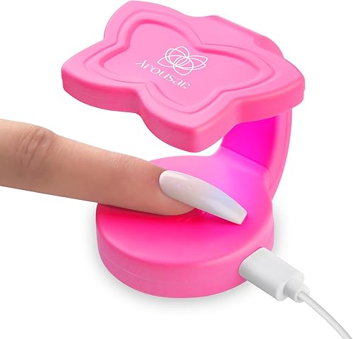 Arousar Mini lámpara de uñas LED UV, pegamento de uñas rosa de 15 W, lámpara de curado UV con sensor inteligente, curado de uñas USB portátil para