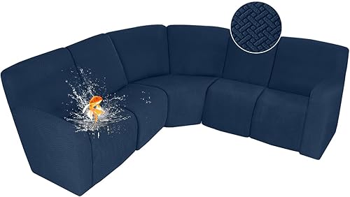 Miniatura 94 de ALIECOM Fundas 100% impermeables para sofá seccional reclinable en forma de L, funda elástica para sofá seccional reclinable de esquina, protector