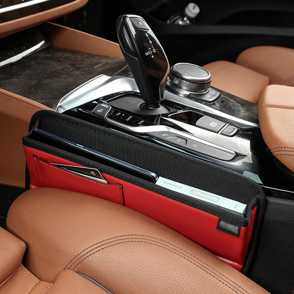 Boîte de rangement pour siège de voiture, poches latérales pour siège de voiture organisateur en cuir PU réglable boîte de rangement pour siège de voiture-30cmx22cmx6cm