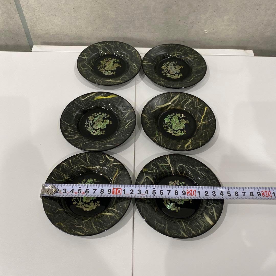 ショップ 螺鈿ラデン茶托【新品】6枚組 螺鈿ラデン茶托【新品】6枚組