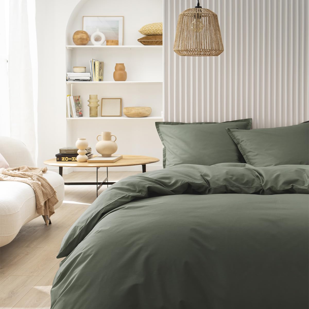 Essix Cotton Duvet Cover, Very Soft, Palm, 200 x 200 cm, Green, 200x200 cm
