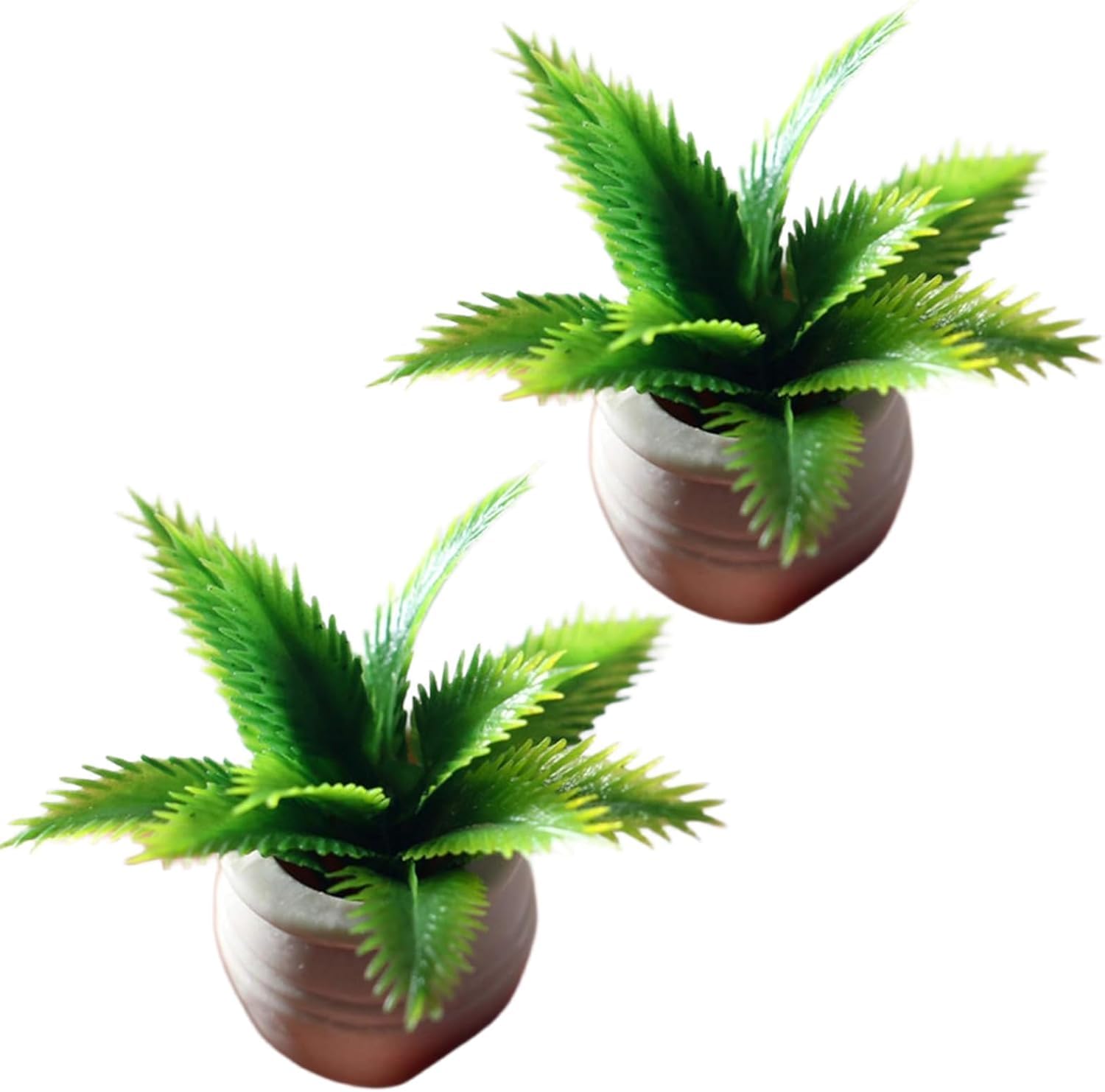 Mini Potted Plants, 1:12 Scale, Resin, Lifelike Foliage, Botanical Decor for Dollhouse Kitchens and Living Rooms, DIY Craft Accessories (2)