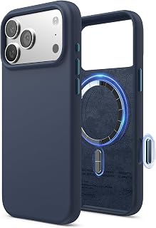 elago for iPhone 17 Pro Max Case, Premium Magnetic Silicone Case, Compatible with MagSafe, Liquid Silicone Material, Protective Cover, Shockproof, Slim Phone, 6.9 inch (Jean Indigo)