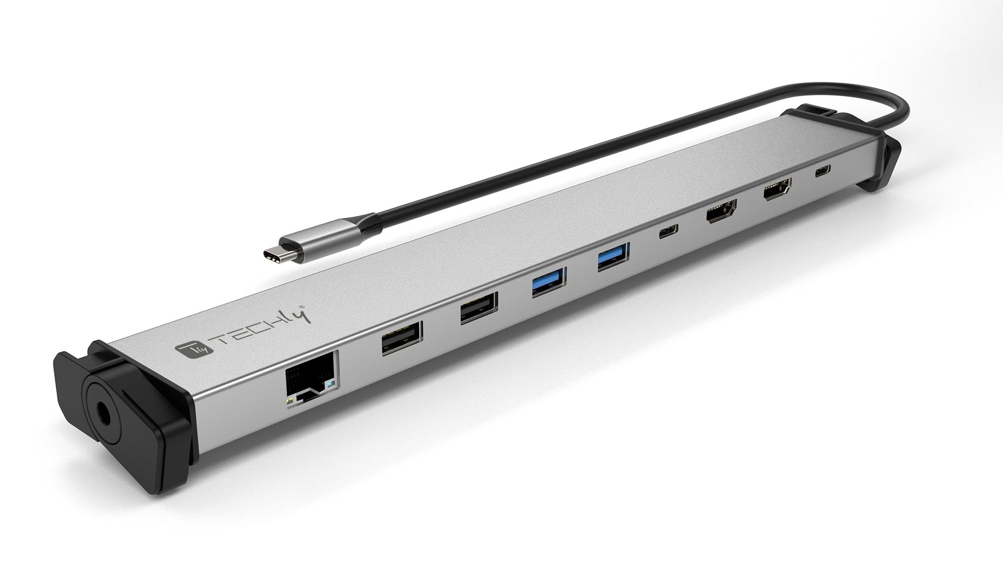 Techly 369298 Docking Station 9 in 1 USB-C™ Hub USB HDMI RJ45 Silver