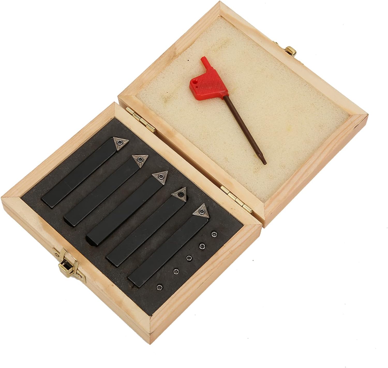 5Pcs 3/8in Indexable Turning Tool Set, Cemented Carbide Material, Durable Cutting Tools for Machining Lathes, Includes 60° 75° 90° Tools, Ideal for Cutting Facing Boring Chamfering