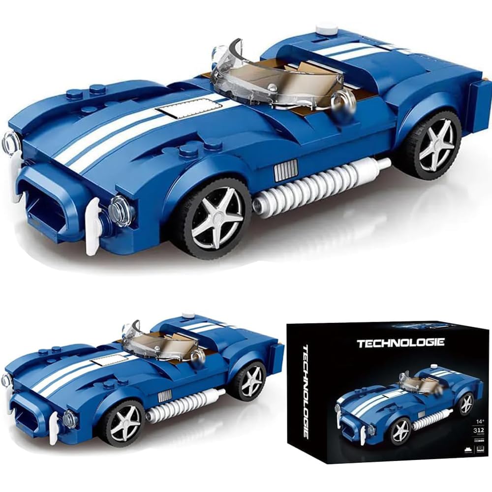 Technic Sports Car Building Block Kit for Cobra S, 312 PCS Technic Racing Car Model Building Set, SuperCar Building Brick, Vehicle Construction Toys Gifts for Adults