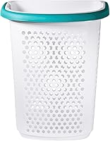 Vista 3 de 2Bushel - Cesta de plástico con ruedas, con asa, ligera y duradera, con ruedas, adecuada para apartamentos, dormitorios, baños y lavanderías