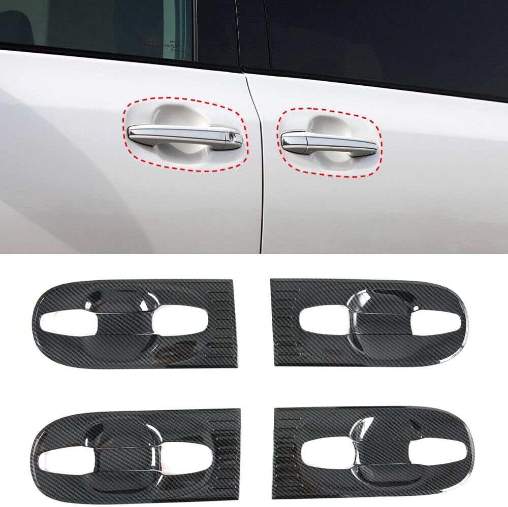 for Toyota Sienna 2011-2020 Carbon Fiber Black Exterior Carbon Fiber Black Door Handle Bowl Cover Trim& Door Handle Trims 16pcs Car Accessories