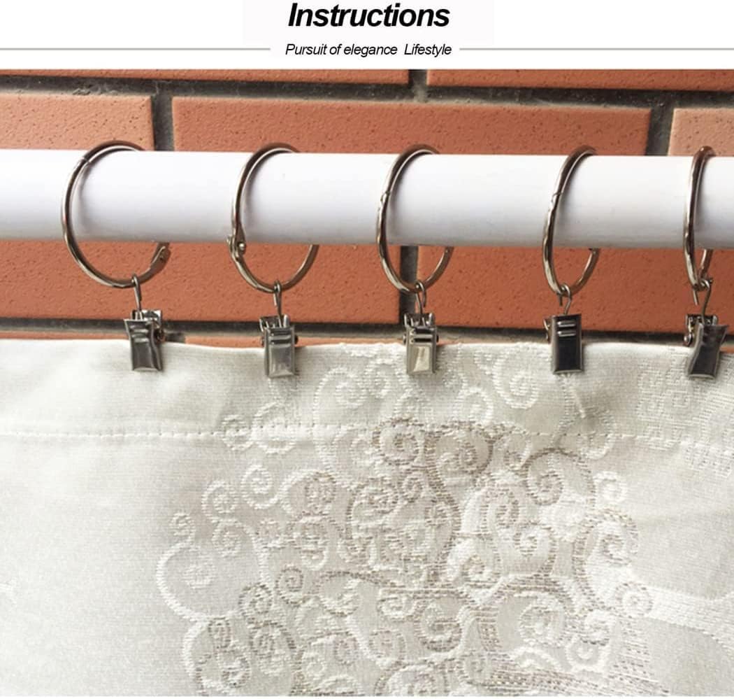Curtain Rings,Shower Curtain Ring Parts,20 Packs Openable Metal Curtain Rings with Clips Drapery Clips with Rings Hangers Drapes Rings Heavy Duty Decorative Drapery Rings,3cm(5cm)