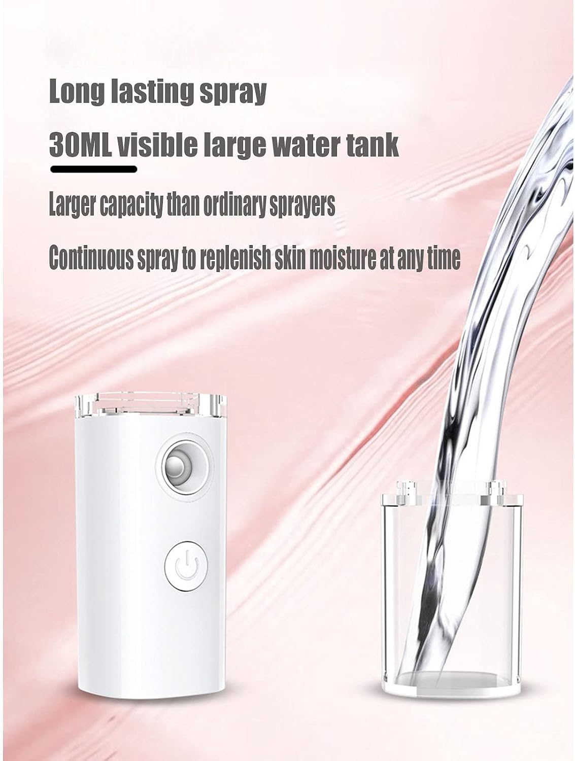 Nano Facial Spray Mini Nano Facial Steamer Nano Moisturizing Spray Portable for Moisturizing and Hydrating Eyelash Extension(Color:Pink)