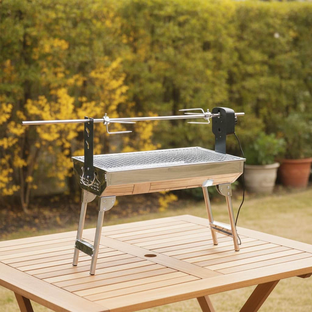Barbacoa Carbón Eléctrica, Parrilla Barbacocero Inoxidable, Barbacoa Pequeña Portátil Carbón, BBQ Carbón Plegable USB