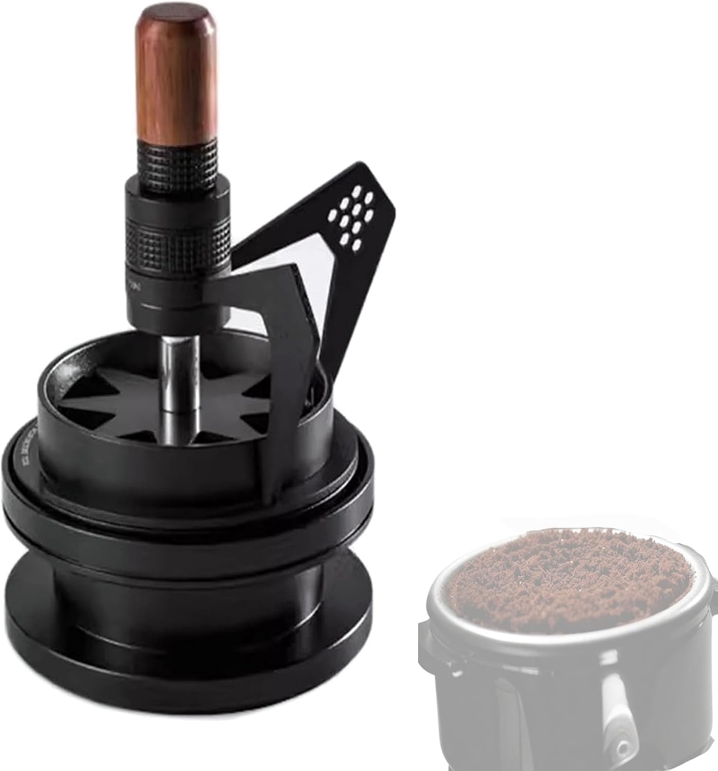 Strumento distributore ad ago per Espresso da 58 mm, agitatore per caffè Regolabile in Altezza con Base di Pulizia, per casa e Bar.