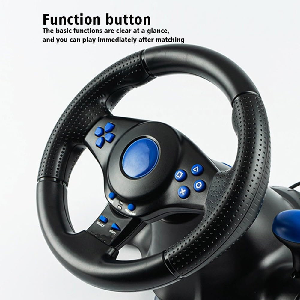Volante USB para juegos con vibración y pedales, controlador ergonómico de carreras ABS para Switch, para Xbox, 360, PS4 y PC, diseño compacto para SIM (3 en 1)