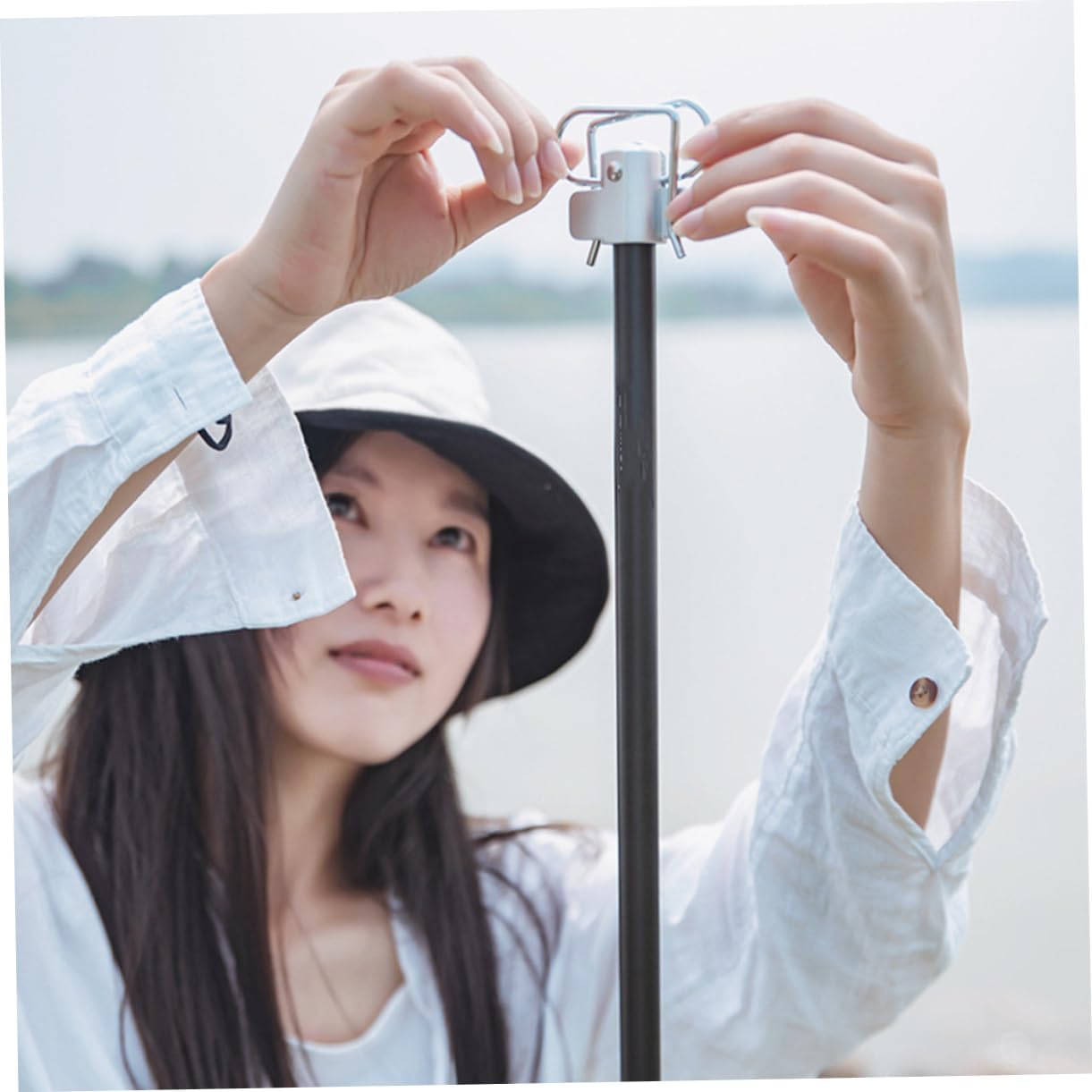 LIOOBO 1Set Detachable Outdoor Lantern Stand Portable Camping Lamp Holder with Double Nail Design for Stability for Camping Picnics and Outdoor Activities