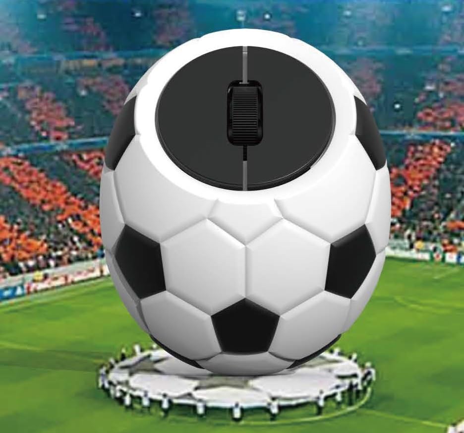 Image of Sports 123 Addition Bluetooth Mouse with 2.4 GHz & BT 5.3 Dual Wireless, 6 Buttons, C-Type Charging, RGB Lights, Connect 3 Devices, Ergonomic Design for Laptop, Smartphone, Tablet (Football (Soccer))