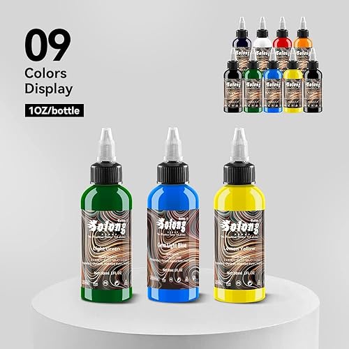 Miniatura 2 de Juego de 9 piezas de tinta de tatuaje, 1 oz (1.0 fl oz) Tattoo Supply USA Pigment Kit Solong Tattoo Ink Set TI302S-30-9