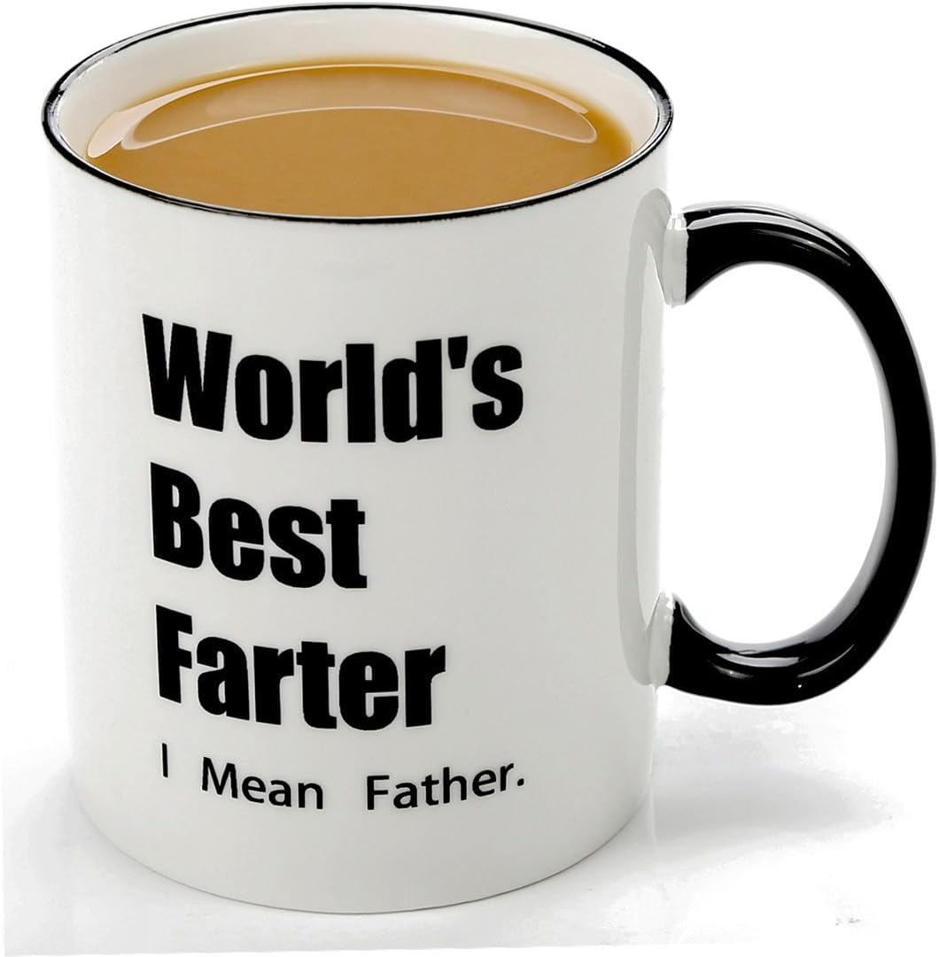 Funny Dad Mug-World's Best Farter I Mean Father-11 OZ Ceramic Coffee Mugs, Funny Birthday Fathers Day Christmas Gifts For Dad from Daughter Son