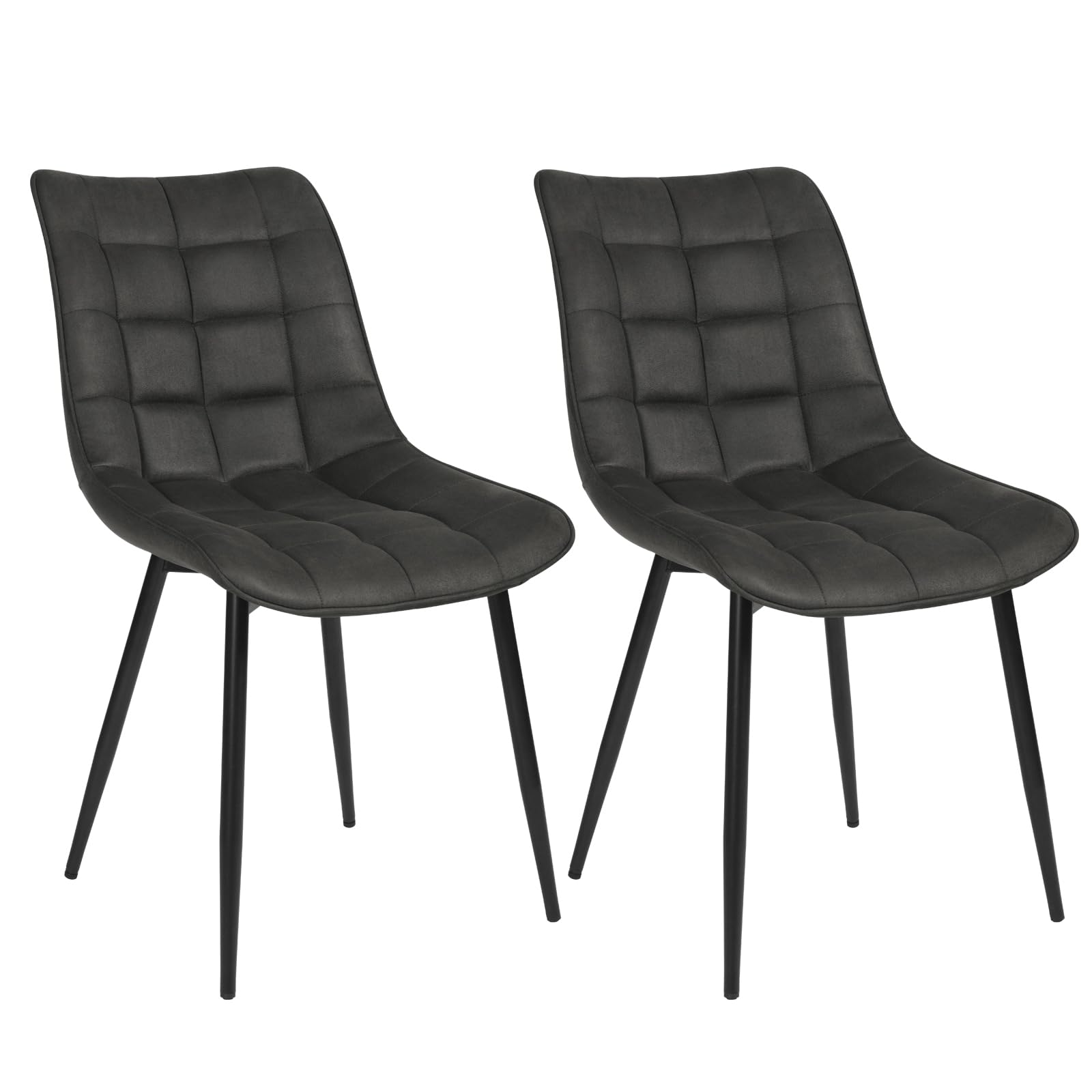 WOLTU Pack de 2 Sillas de Comedor Asiento de Tela Dining Chairs Silla Diseño Silla Tapizada Estructura Metálica Sillón con Respaldo Sillas de Cocina Antracita BH247an-2