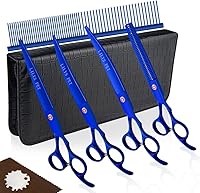 Vista 12 de LILYS PET Tijeras de titanio recubiertas de aseo profesional para mascotas para perros, tijeras de corte, curvas y adelgazantes